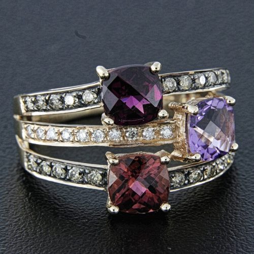 Rhodolite Amethyst and Diamond Ring