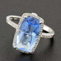 Blue Topaz and Diamond Ring