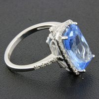 Blue Topaz and Diamond Ring