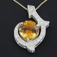 Citrine and Diamond Pendant