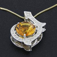 Citrine and Diamond Pendant