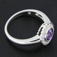 Amethyst and Diamond Halo Ring