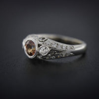 Enrique Marroquin Designed Padparadesh Sapphire and Diamond Ring