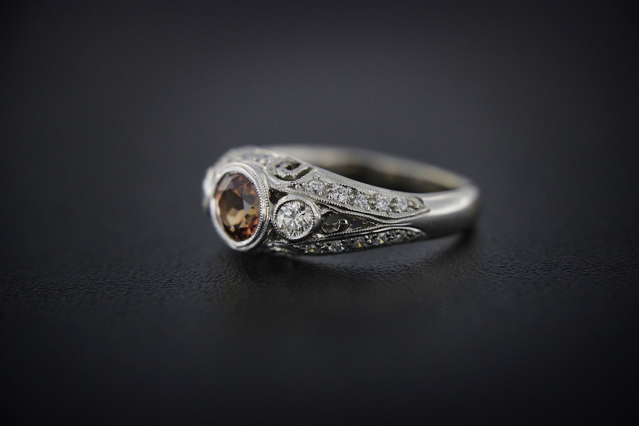 Enrique Marroquin Designed Padparadesh Sapphire and Diamond Ring Enrique Marroquin Designed Padparadesh Sapphire and Diamond Ring
