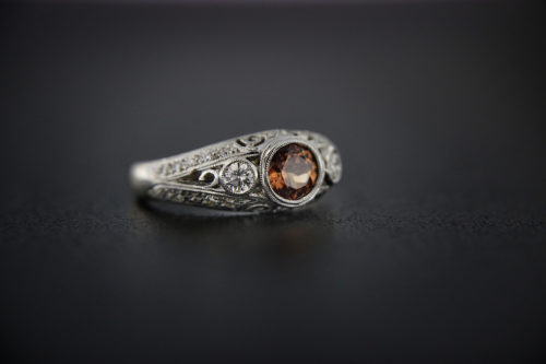 Enrique Marroquin Designed Padparadesh Sapphire and Diamond Ring