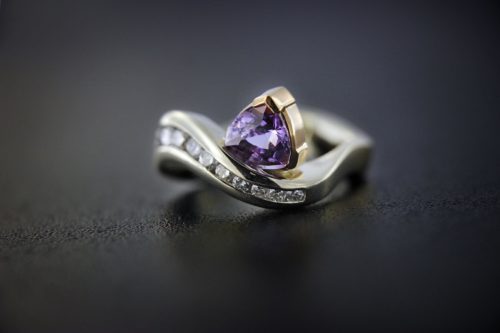 Rick Everett Designed Purple Sapphire & Diamond Ring