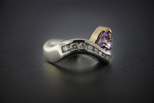 Rick Everett Designed Purple Sapphire & Diamond Ring