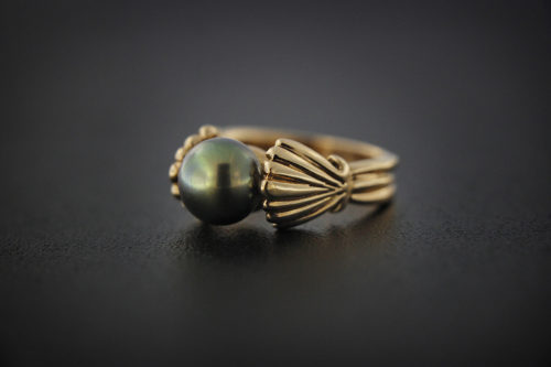 Rick Everett Designed Tahitian Pearl in Shell Ring